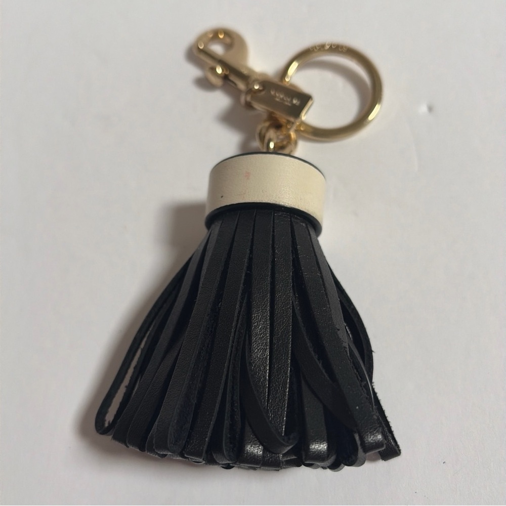 COACH LEATHER TASSEL BAG CHARM GOLD/BLACK/IVORY COACH STYLE # F58505 - Picture 7 of 7